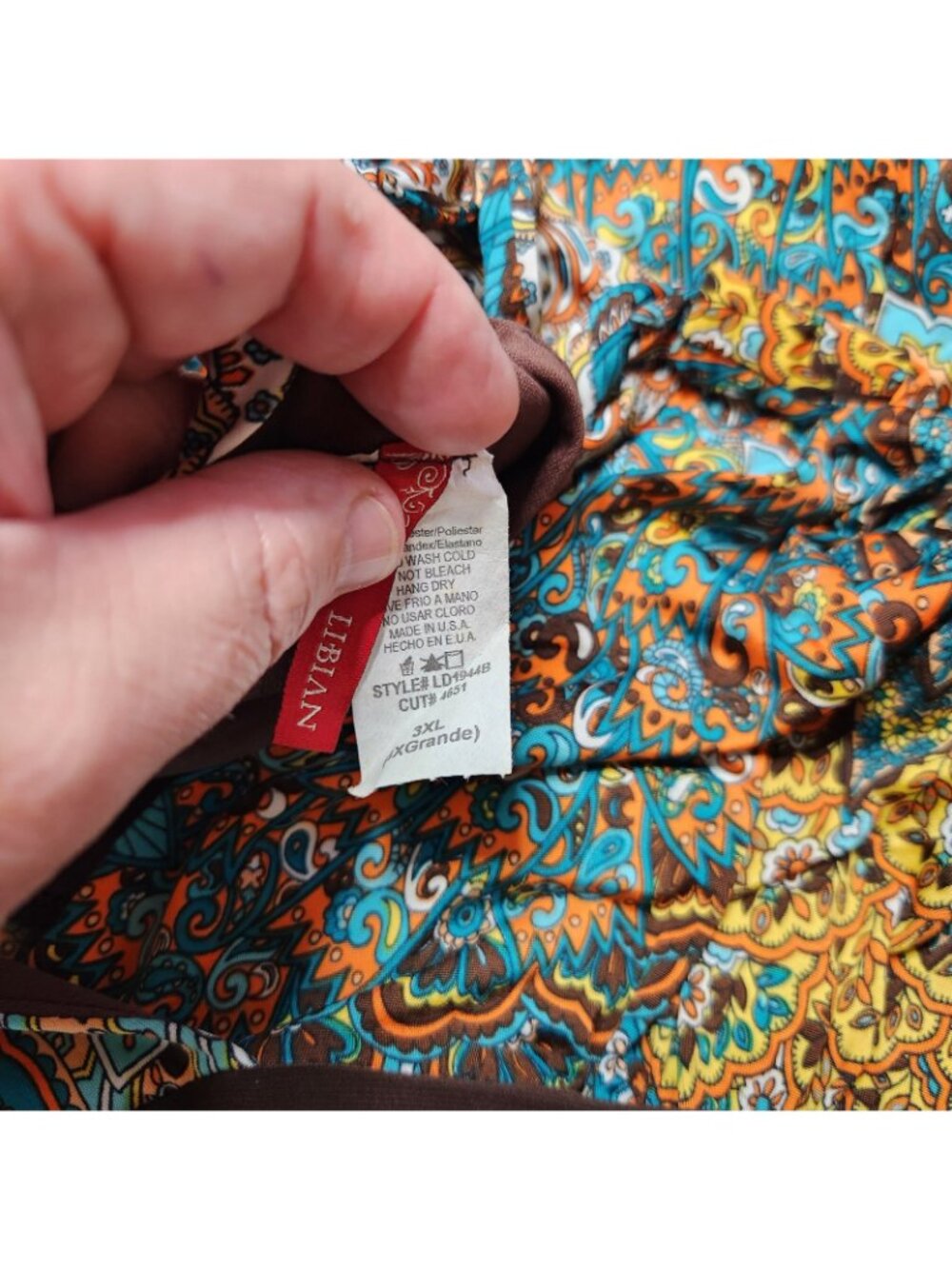 Libian Orange Brown Green Boho V Neck Slvlss Maxi Dress 3XL 3XLARGE USA - Picture 7 of 8